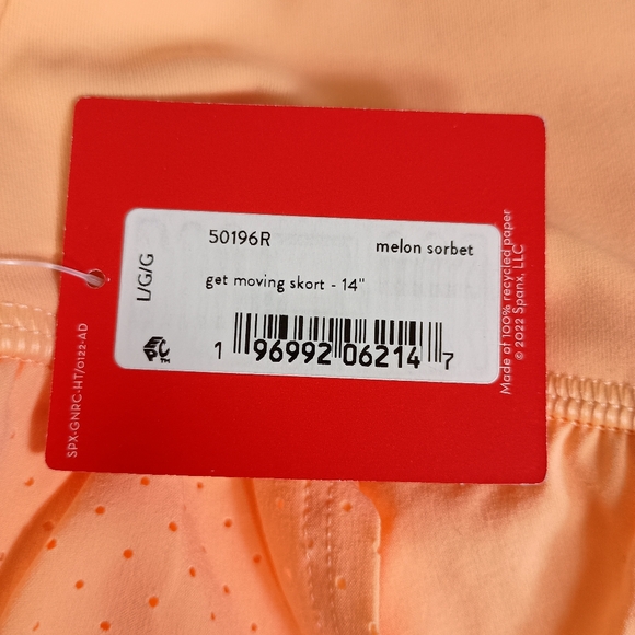 Spanx Get Moving Melon Sorbet Athleisure Sweat Wicking 14" Large Skort NWT - Picture 2 of 7